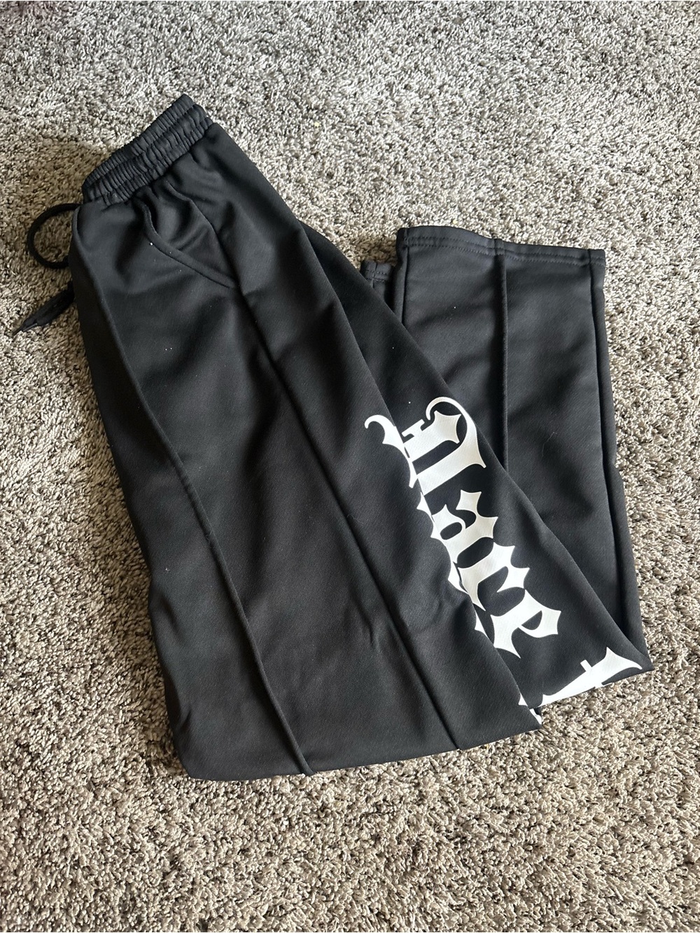 Black Kids Sweatpants with White Graphic